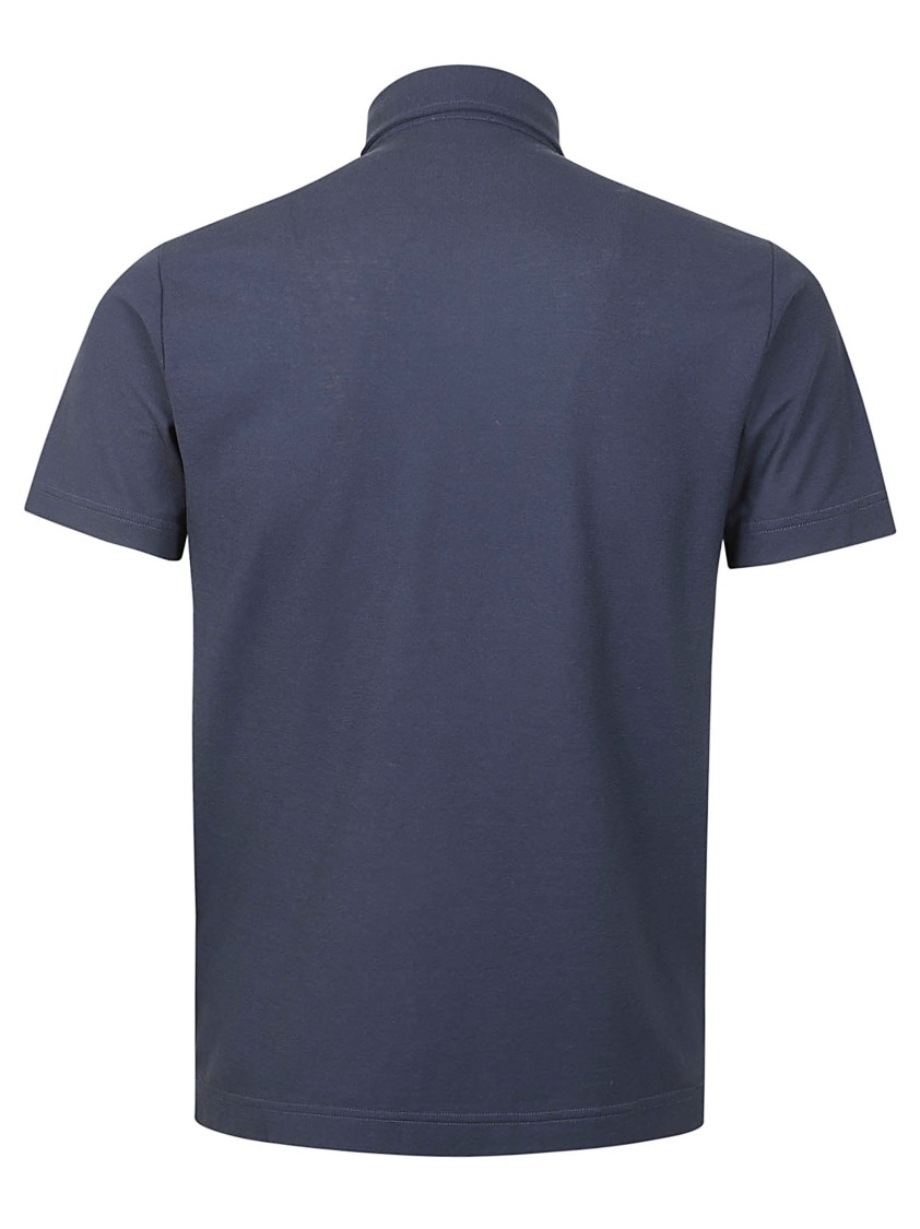 Zanone Classic Collared Polo In Cotton In Blue