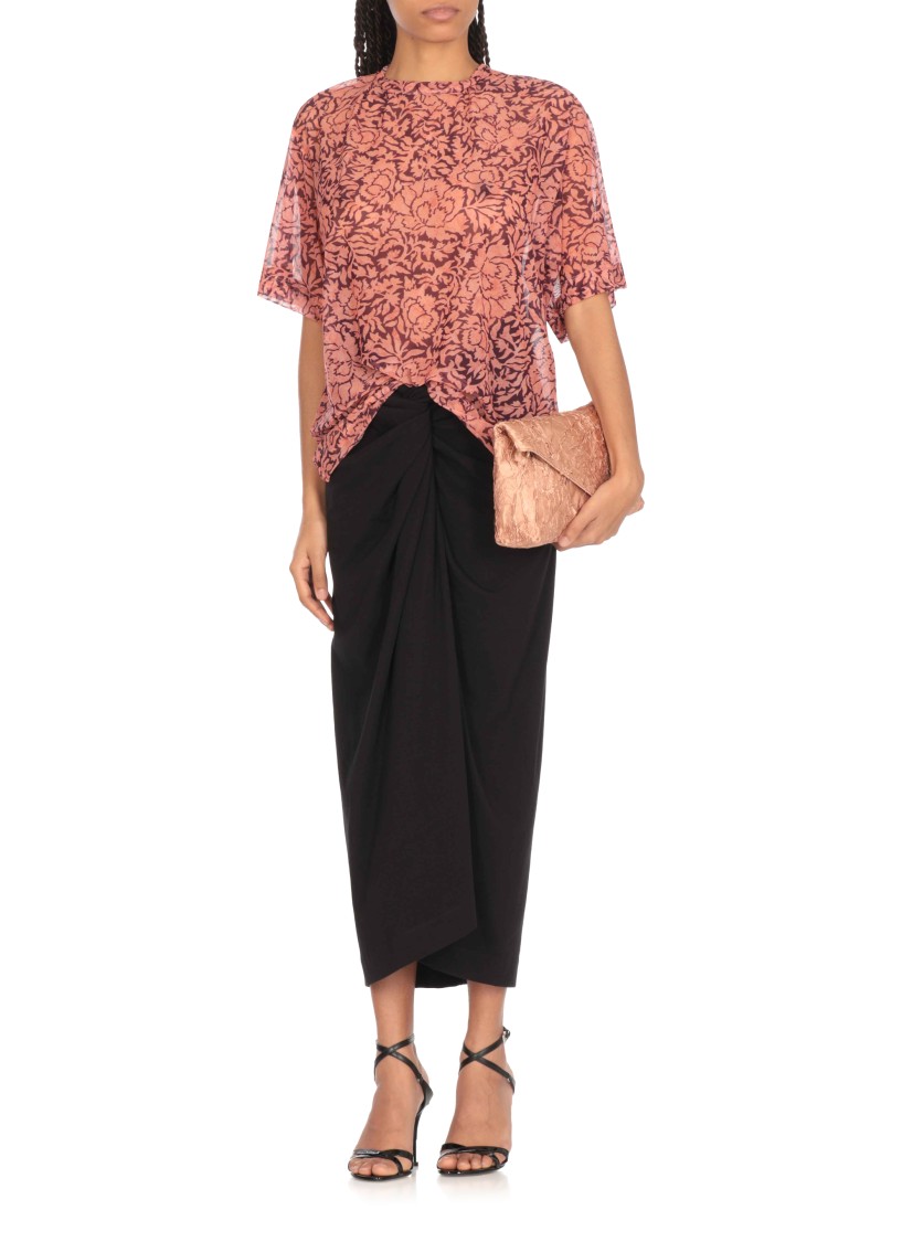 Dries Van Noten Knot Front Cotton Jersey Midi Skirt In Black