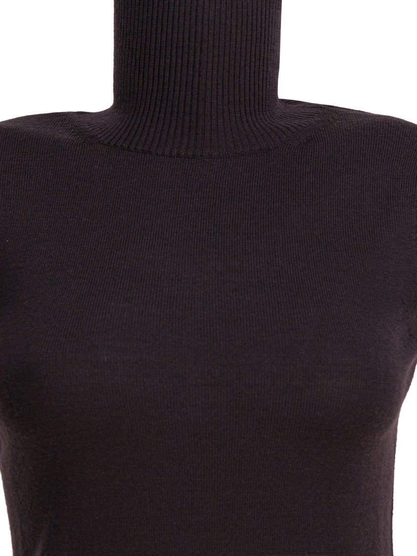 Max Mara Vertigo Turtleneck Sleeveless Wool Knit Top In Brown
