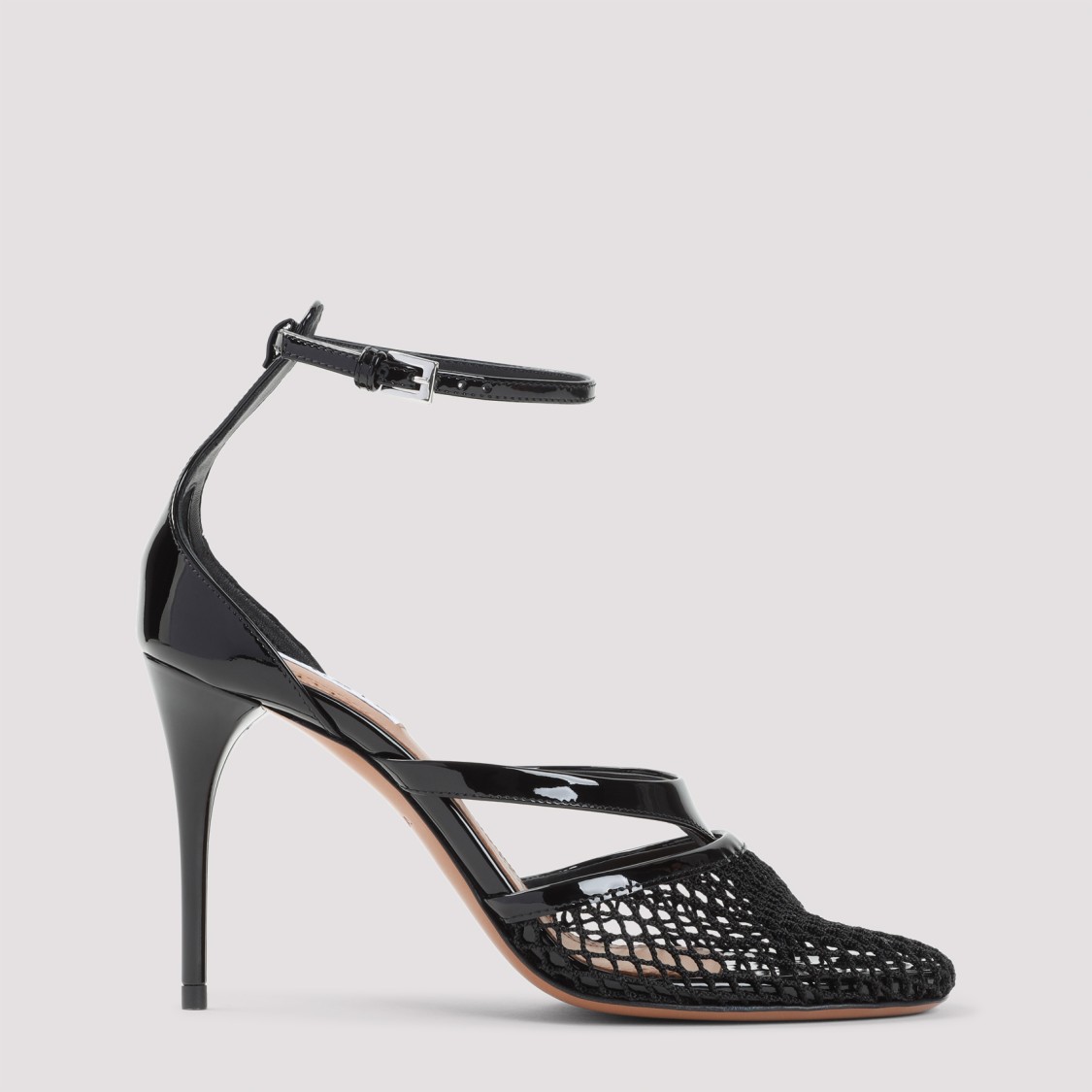 Shop Alaïa Fishnet Tong 90 Sandals In Grey
