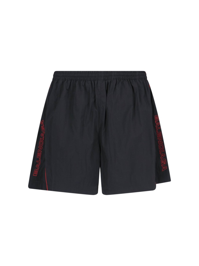 Balenciaga Black Technical Fabric Short With Logo