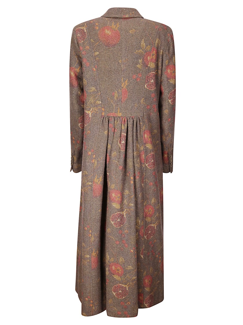 Uma Wang Pomegranate-print Double-breasted Coat In Brown