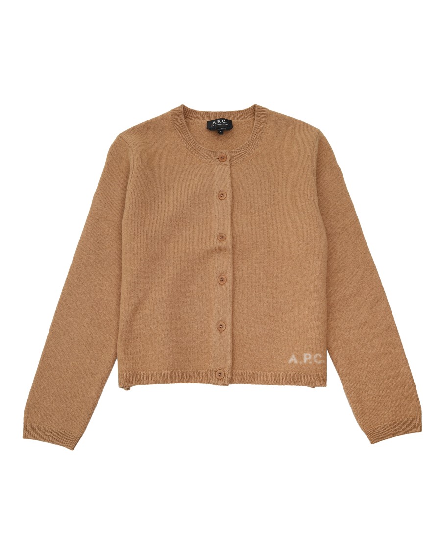 Apc A.p.c. Thick Merino Wool Cardigan In Brown
