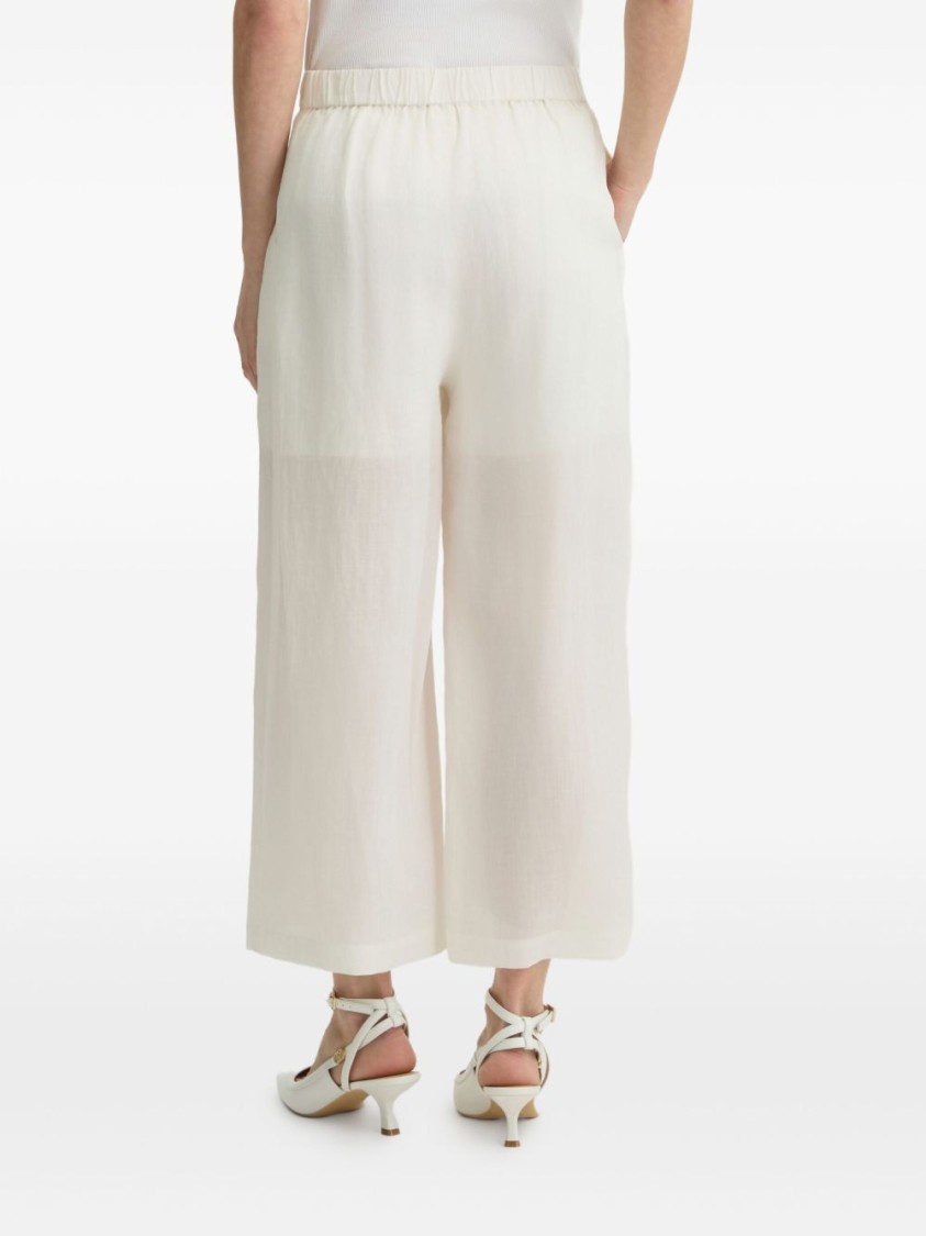 Liu •jo White Ramie Trousers With Semi-sheer Construction
