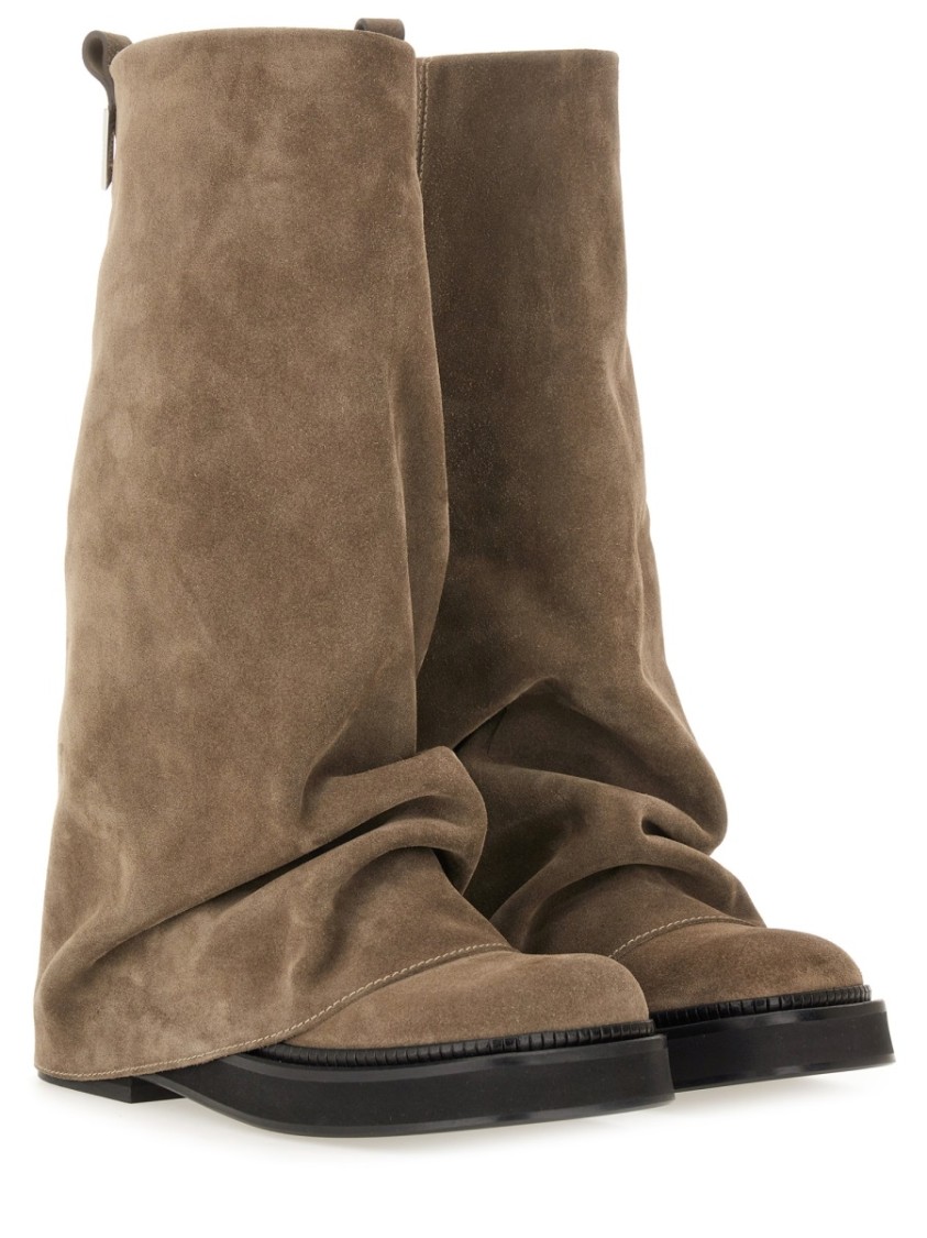 Attico 'robin' Beige Boots With Logo Plaque On The Rear And Pull-tab At The Heel In Brown
