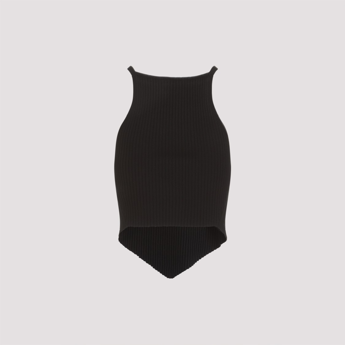 Shop Courrèges Black Signature Pointy Ribbed Knit Top