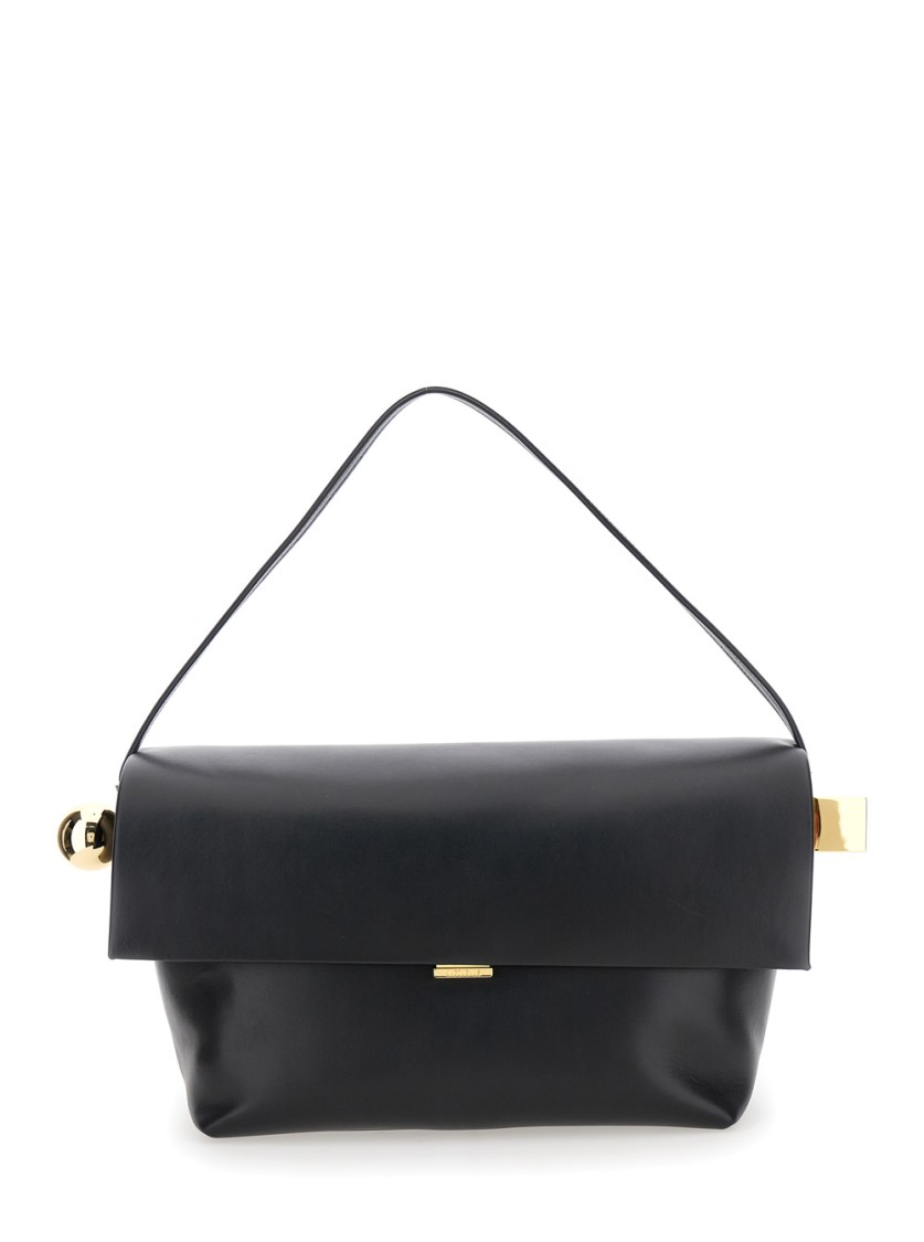 Shop Jacquemus The Grand Rond Carre Shoulder Bag In Black