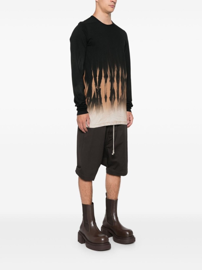Rick Owens Drkshdw Abstract Print T-shirt Drawstring Detail In Black