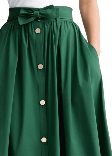 Liu •jo Liu Jo High-waisted Flared Midi Skirt With Button Closure In Green