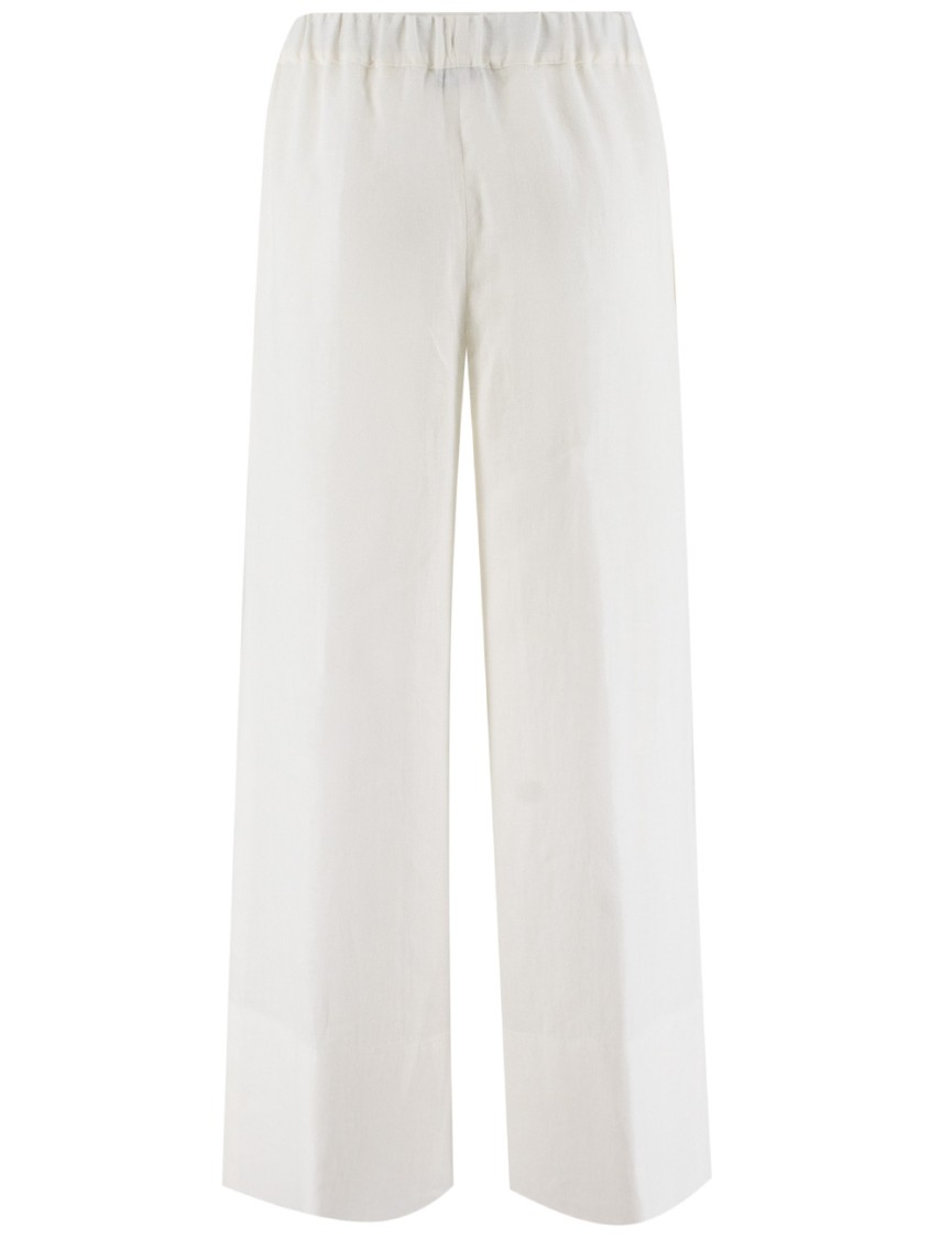 Shop Antonelli White Linen Trousers With Wide Straight Leg