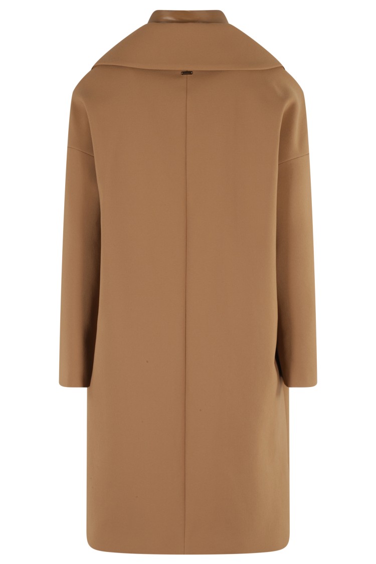 Herno Camel Puffer Coat With Bib Insert In Brown