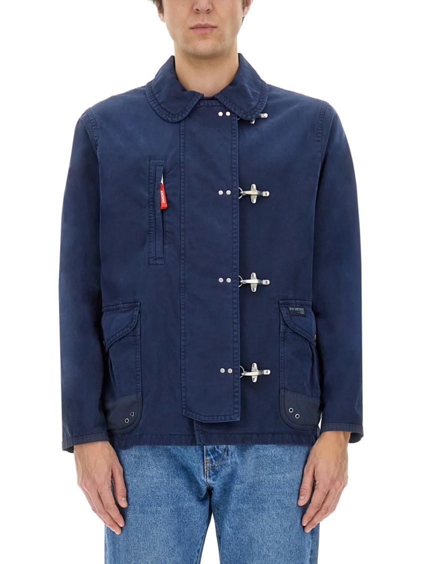 Fay Relaxed-fit Jacket With Button-up Front In Blue