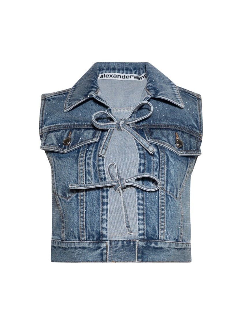 Alexander Wang Tied Front Vest Vintage Light Indigo In Blue