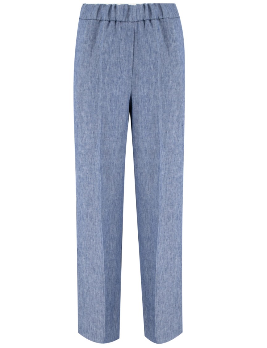 Le Tricot Perugia Wide-fit Trousers With Elastic Waistband In Purple