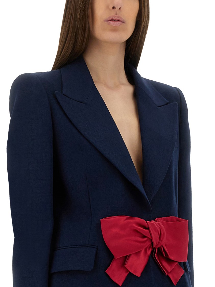 Valentino Tailored Bow-detail Jacket Crafted From Lightweight Viscose