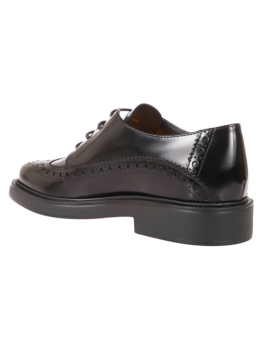 Tod's Brogue Detail Leather Shoes With Sturdy Sole In Black