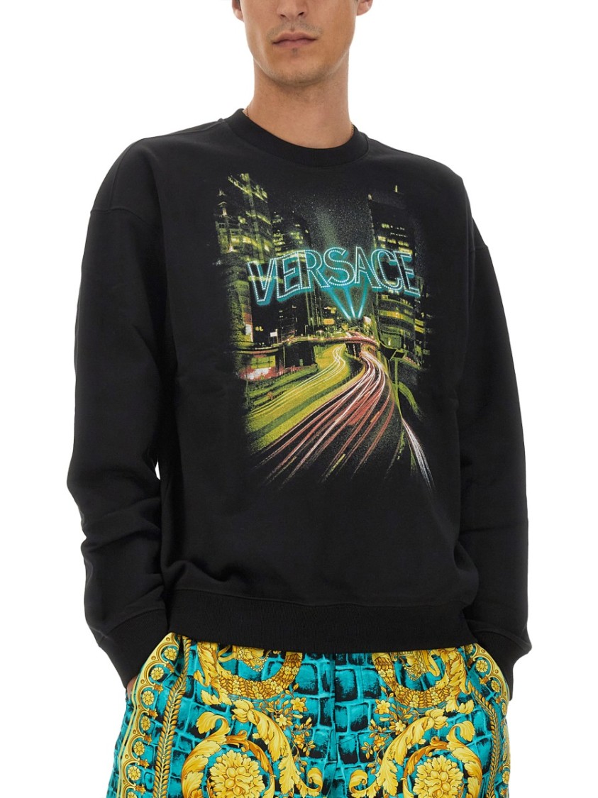 Shop Versace Sweatshirt With Logo In Black