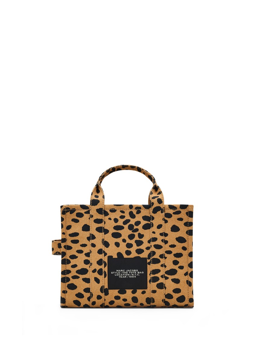 Marc Jacobs The Medium Cheetah Canvas Tote Bag In Black