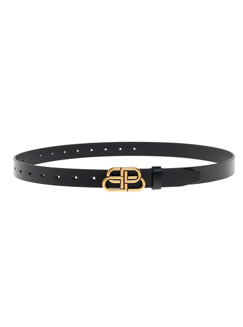 ベルト BALENCIAGA Black Belt with BB buckle in Leather Woman Balenciaga Black Belt With Bb Buckle In Leather Woman In