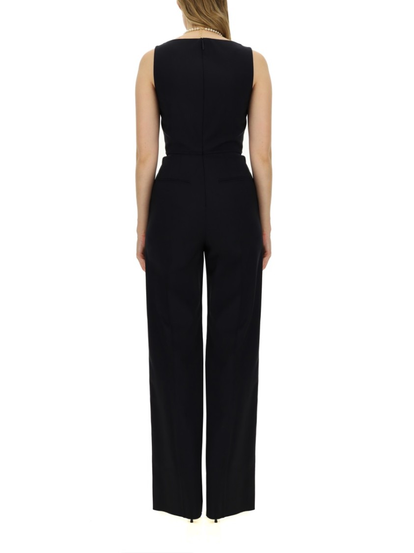 Valentino Belted Waist Jumpsuit Featuring V Detail