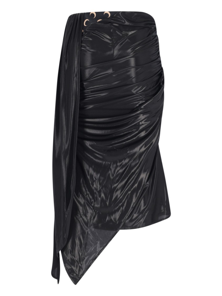 Marine Serre Black Asymmetrical Midi Skirt