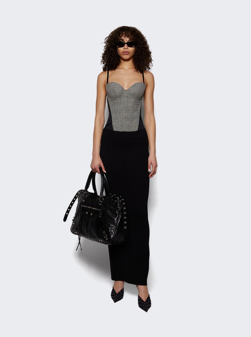 Vetements Metalized Wrinkled Corset Top Grey Check In Gray