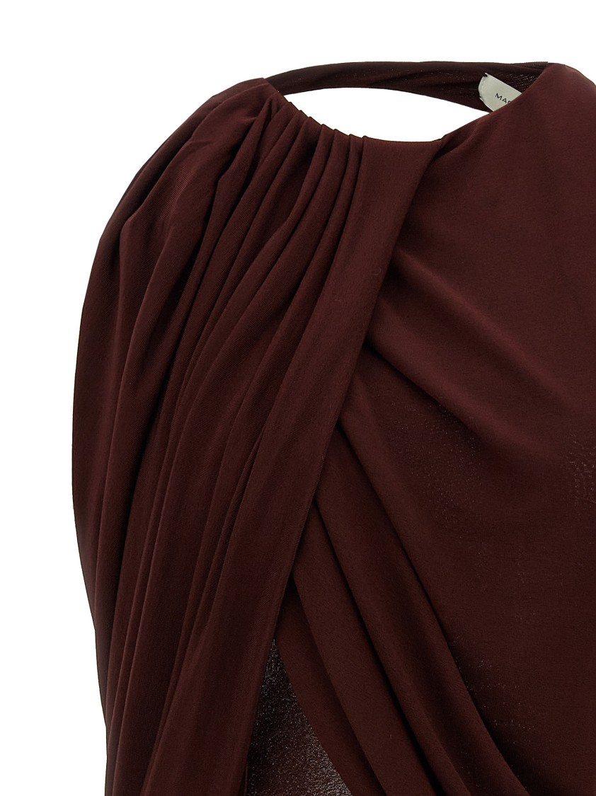 Magda Butrym Draped Halter Neck Open Back Dress In Brown