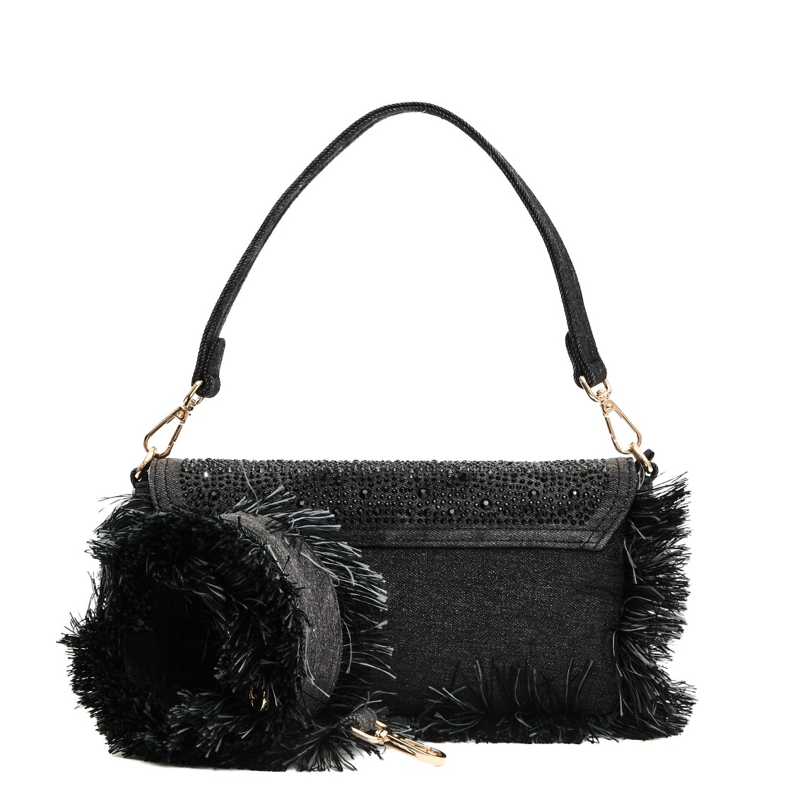 Rue Madame Rectangular Grey Denim Shoulder Bag