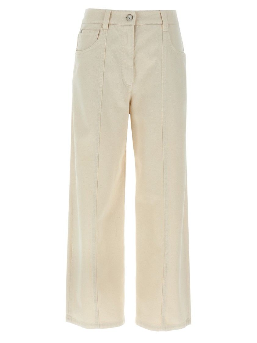 Brunello Cucinelli Garment-dyed Cotton Denim Jeans In White