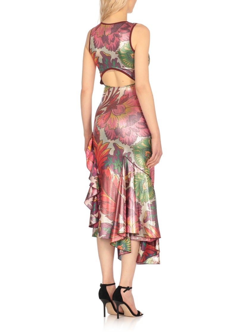 Etro Laminated Jersey Dress With Maxi Floral Print