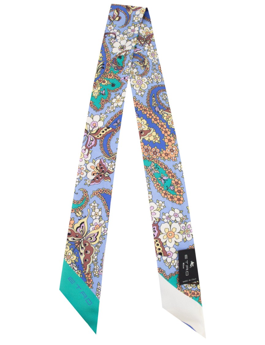 Etro Micro Paisley Silk Twill Scarf In Multicolor