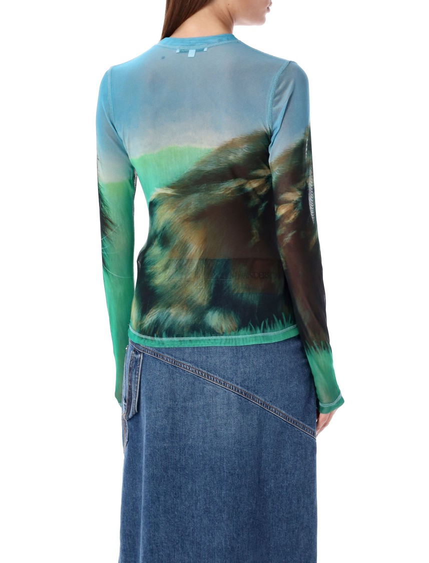 Jw Anderson J. W. Anderson Mesh Top Cat Print In Blue