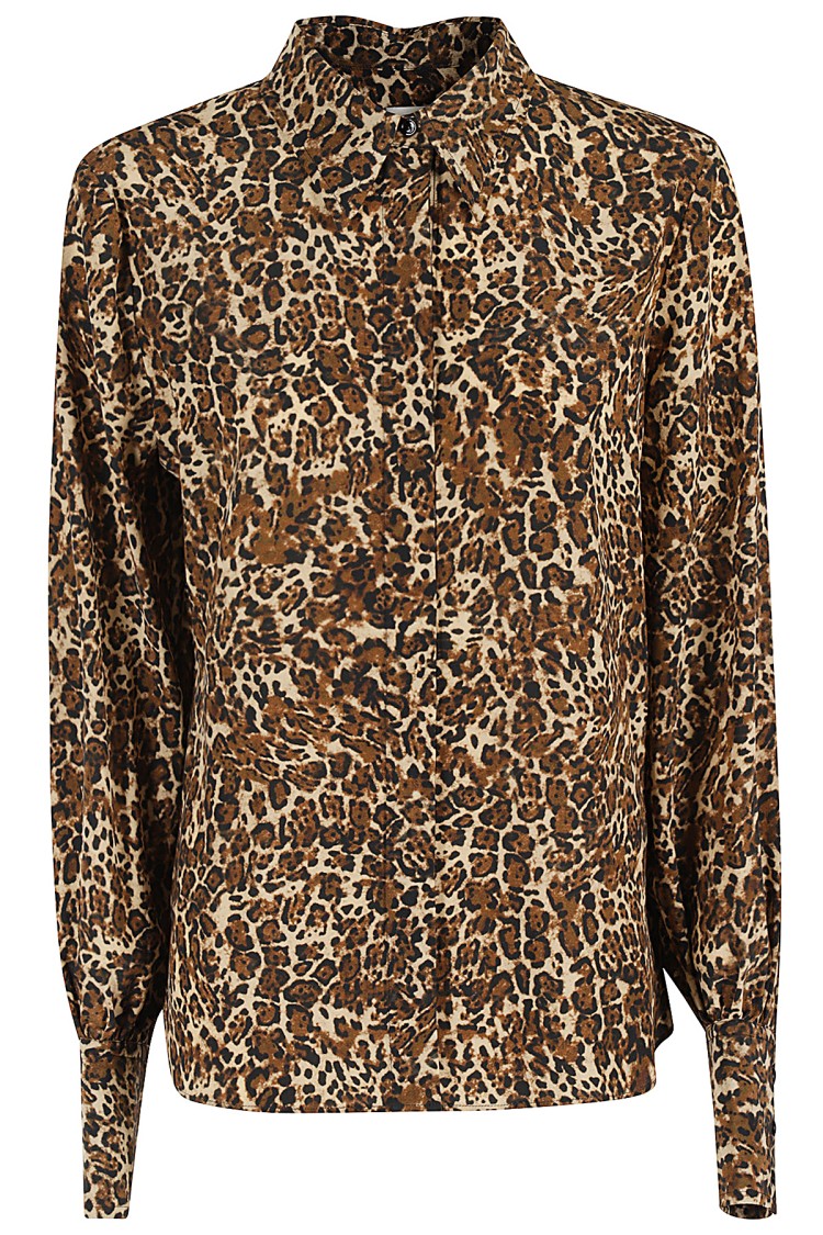 Isabel Marant Leopard Print Silk Shirt In Brown