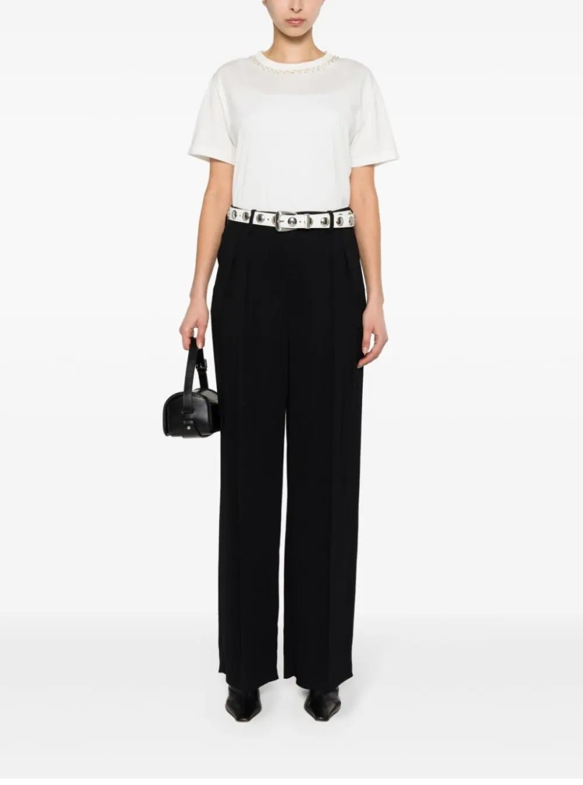 Fabiana Filippi Short Sleeve T-shirt With Delicate Embellishments In White