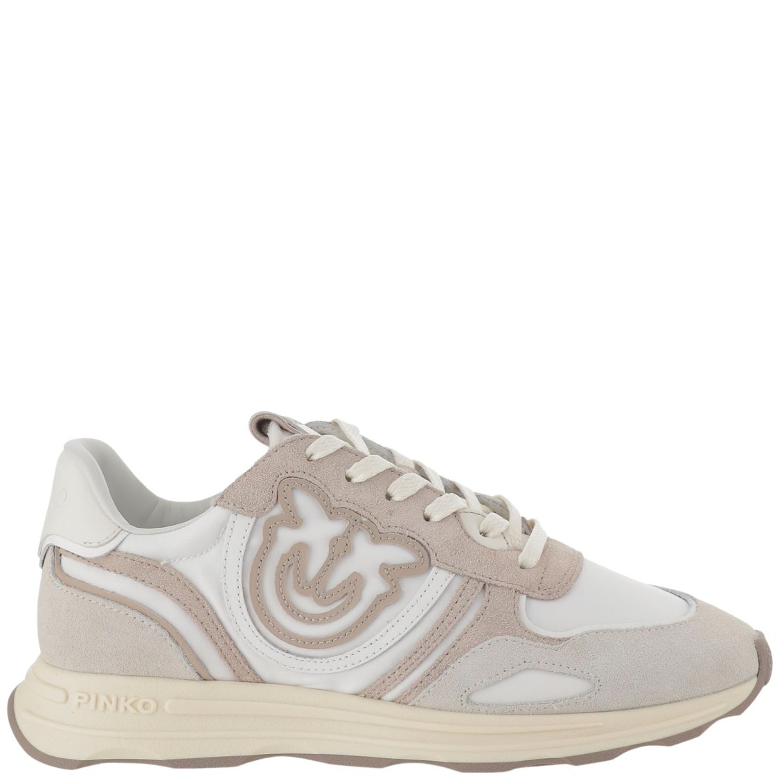 Shop Pinko Technical Fabric And Leather Sneakers With Logo In Grey