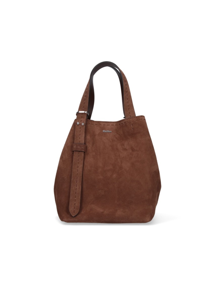 Max Mara Brown Suede Tote Bag With Adjustable Handles In Brown