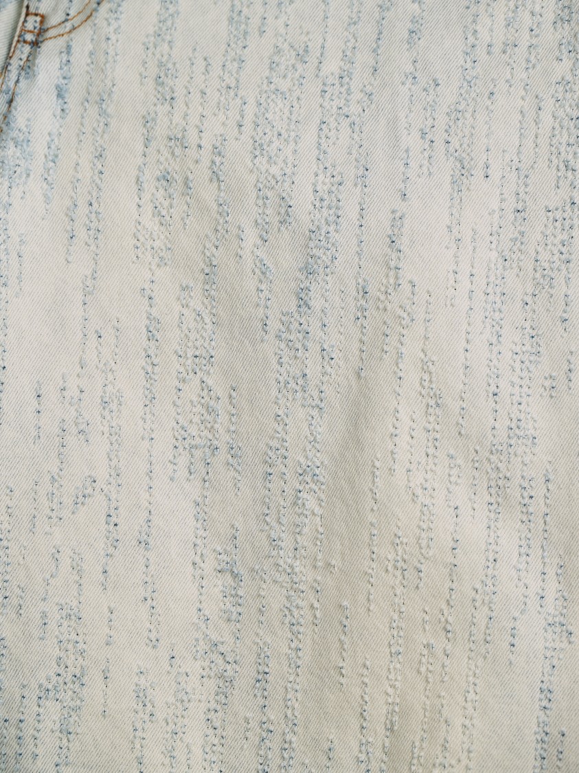 Msgm Bermuda Shorts In Light Denim With A Destroyed Effect In Blue
