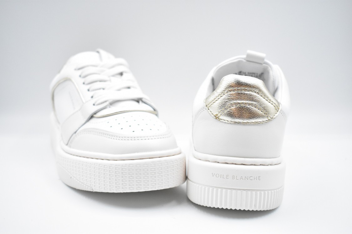 VOILE BLANCHE VOILE BLANCHE PLATINUM WHITE SNEAKERS WITH METALLIC ACCENT