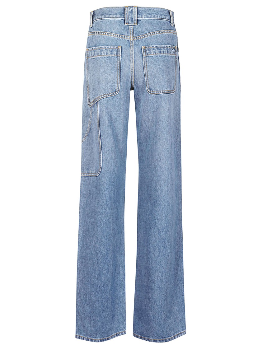 Tory Burch High-waisted Straight-leg Denim With Contrasting Stitching In Blue