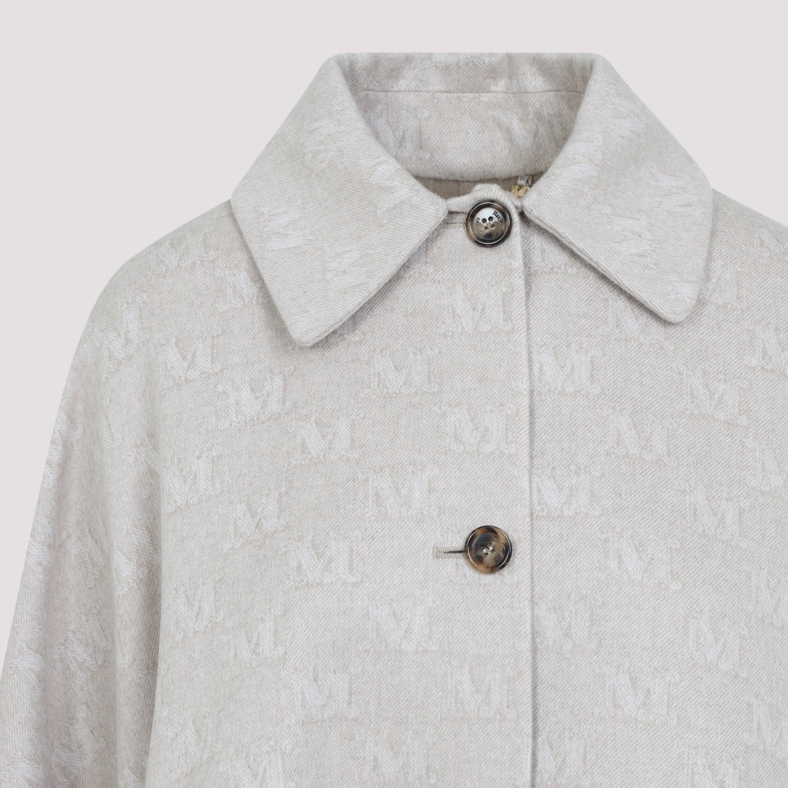 Max Mara Relaxed Silhouette Cape Coat With Embossed Pattern In White