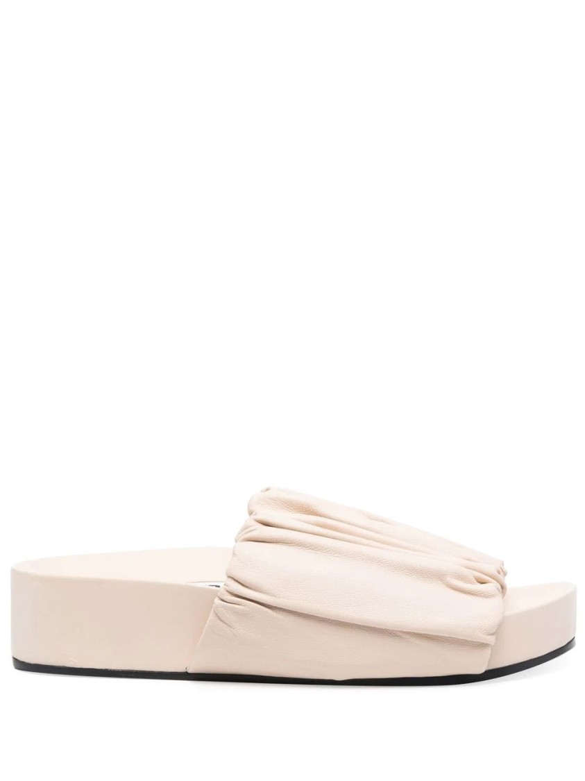 Jil Sander Gathered Texture Open Sandals With Platform Sole In Pink