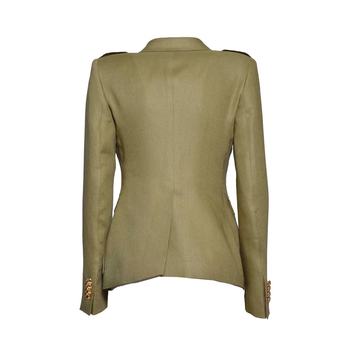 TAGLIATORE TAGLIATORE J-DARLENE DOUBLE BREASTED JACKET IN ARMY GREEN LINEN