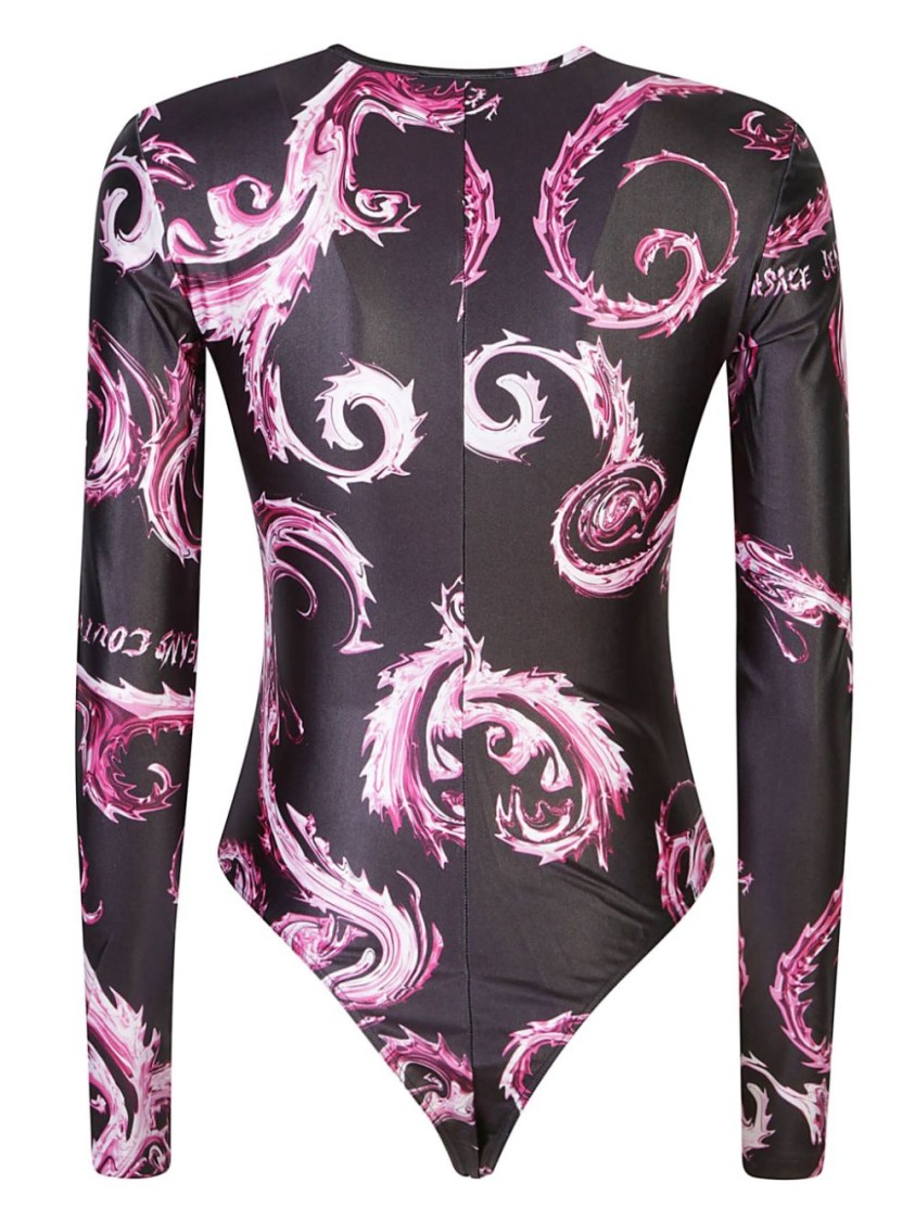 Versace Jeans Couture Black & Pink Chromo Couture Bodysuit In Black