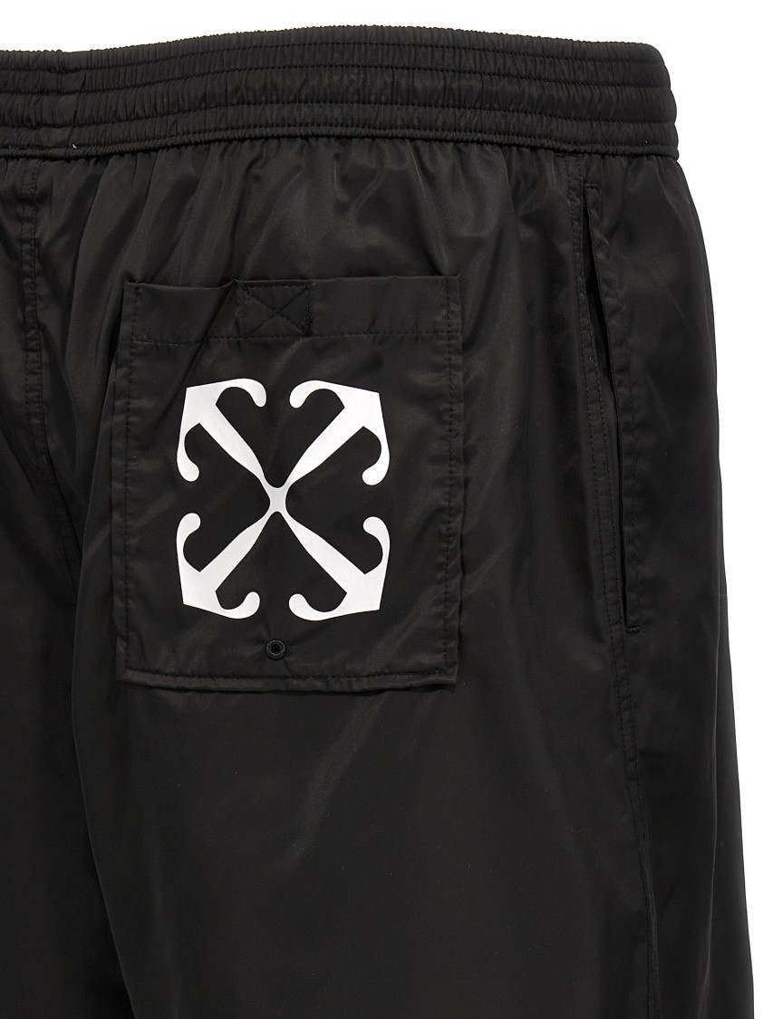 Off-white Scribble Diags-print Elasticated Swim Shorts In Black