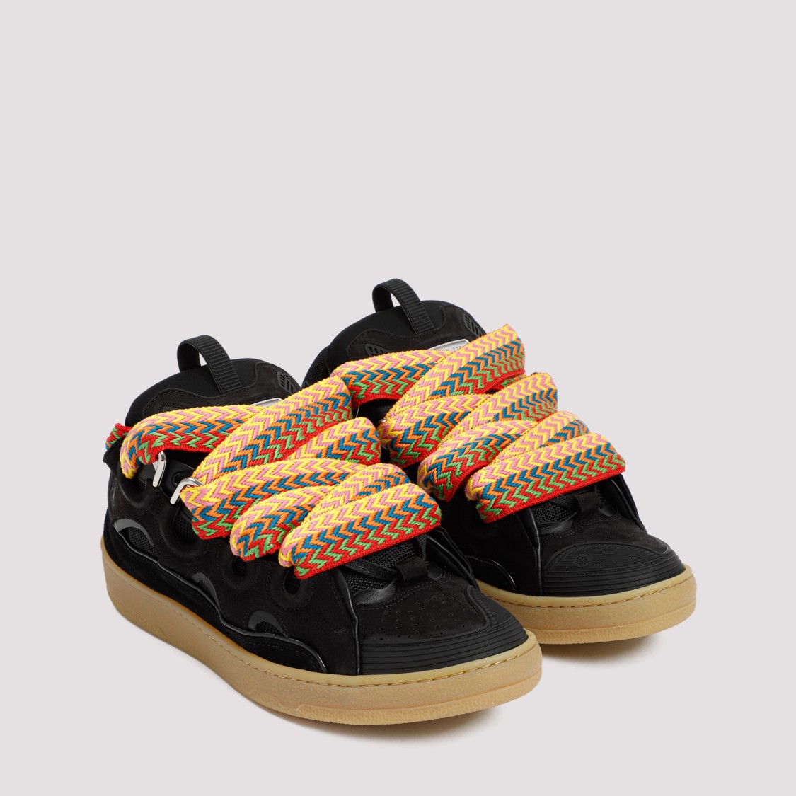 Shop Lanvin Suede Leather Curb Sneakers