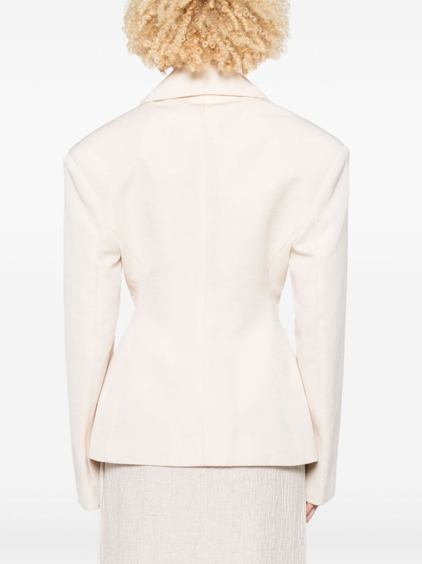 Jacquemus Ecru Double-breasted Blazer With Structured Silhouette In White