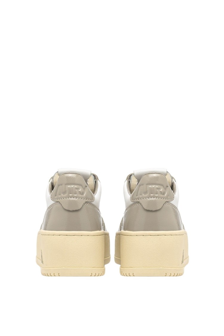 Autry Platform Low Lea Pat Wht Pltaupe Sneakers In White
