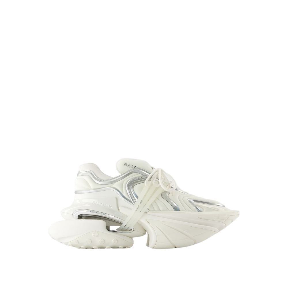 Shop Balmain Unicorn Wave Sneakers - Leather - White