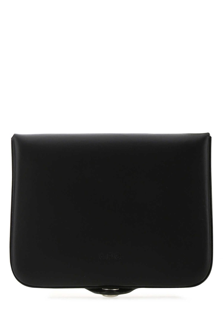 Apc Snap-fastening Leather Wallet With Clean Lines In Black