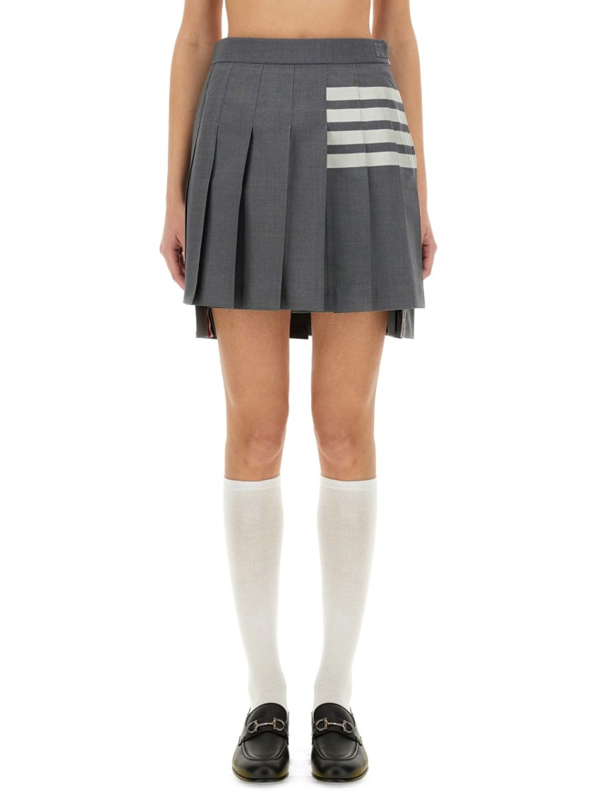 Thom Browne 4bar Mini Pleated Skirt In Grey
